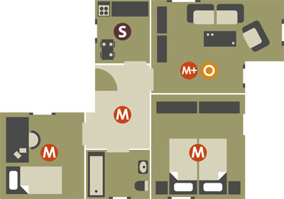Infografik Drei-Zimmer-Wohnung
